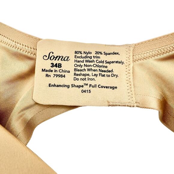 Soma Enhancing Shape Full Coverage Bra Soft Tan Size 34B New - Picture 6 of 7